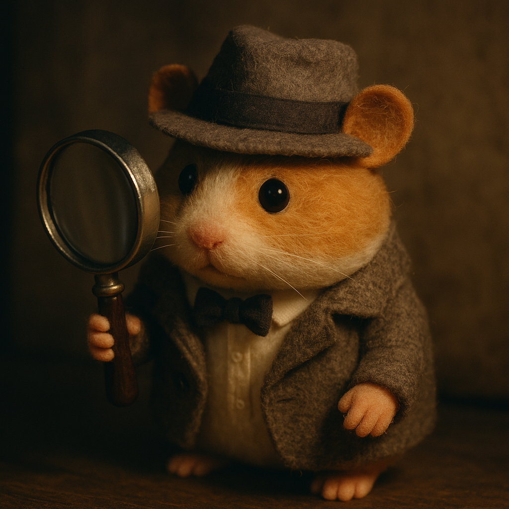 Hamster detective with magnifying glass